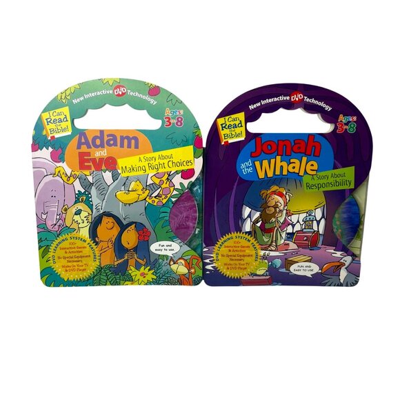Adam And Eve Jonah And The Whale Interactive DVD Books Ages 3-8 Hardcover Handle - Picture 1 of 7